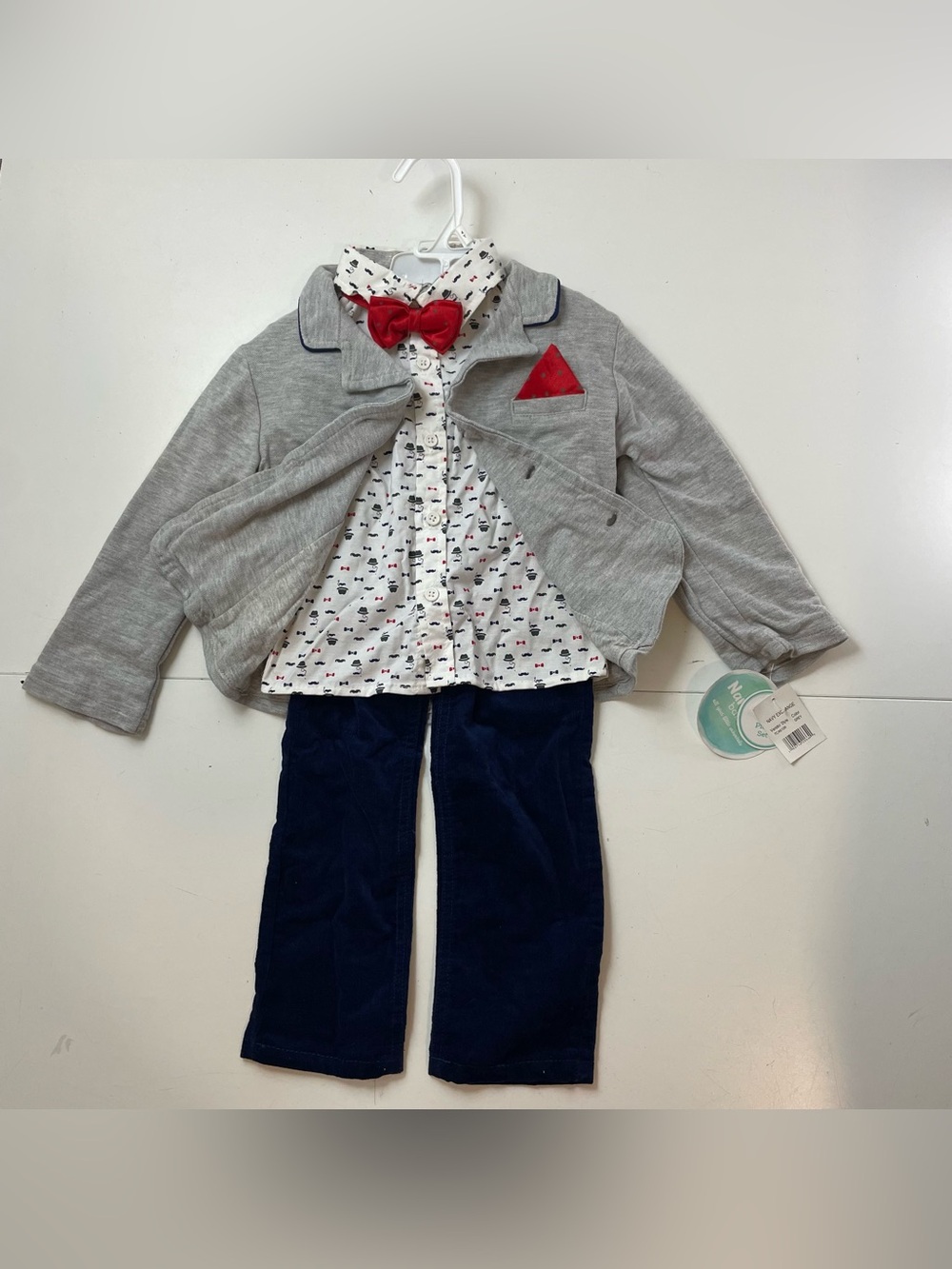 NEW Nannette Kids Boys Size 4T 3 Piece Suit Set Blazer Shirt Pants Bow Tie